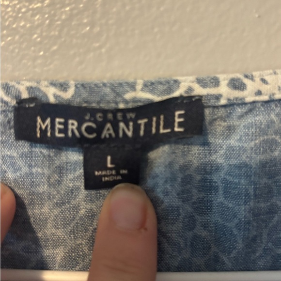 J Crew Mercantile Womens Blue Floral Chambray Ruffle Faux Wrap Dress SZ Medium. - Picture 4 of 9